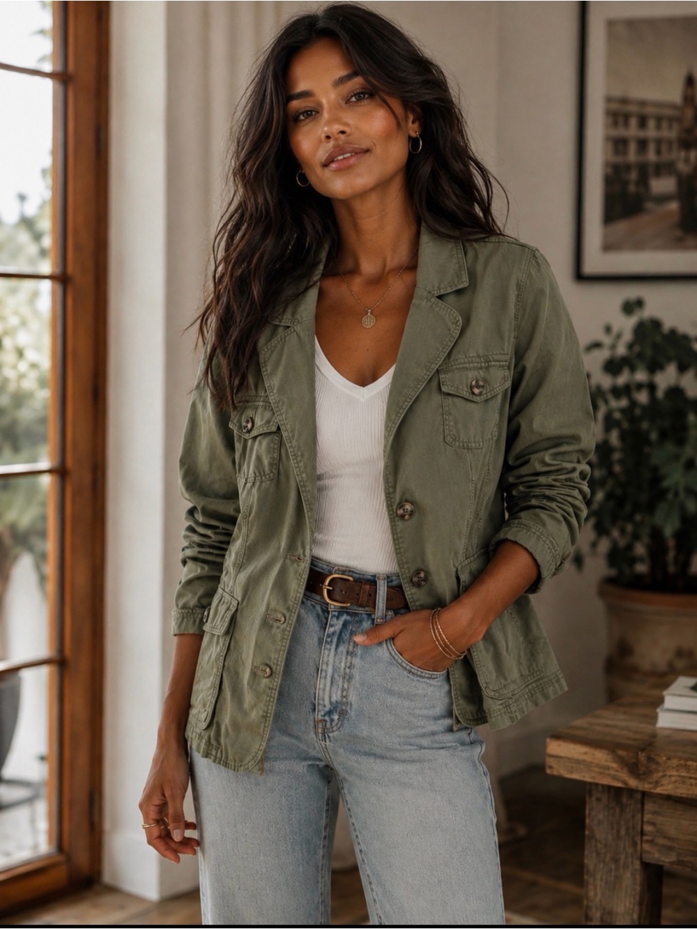 Sonoma Life & Style Women’s Olive Green Utility Jacket